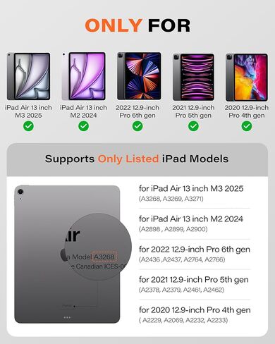 حافظة لوحة المفاتيح السحرية A2C لجهاز iPad Air 13 بوصة (M4 2026/M3 2025/M2 2024) وiPad Pro 12.9 بوصة (الجيل السادس/الخامس/الجيل الرابع)، حامل ناتئ مغناطيسي عائم، لوحة تتبع زجاجية دقيقة، لوحة مفاتيح بإضاءة خلفية بـ 11 لونًا in Kuwait