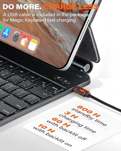 حافظة لوحة المفاتيح السحرية A2C لجهاز iPad Air 13 بوصة (M4 2026/M3 2025/M2 2024) وiPad Pro 12.9 بوصة (الجيل السادس/الخامس/الجيل الرابع)، حامل ناتئ مغناطيسي عائم، لوحة تتبع زجاجية دقيقة، لوحة مفاتيح بإضاءة خلفية بـ 11 لونًا in Kuwait