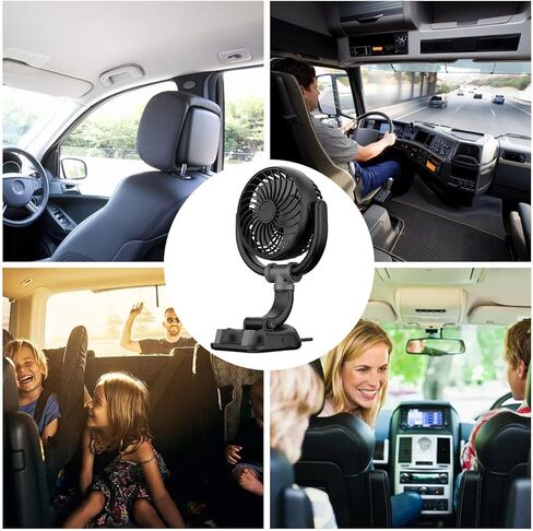 USB Car Fan | 160° Rotation Car Cooling | Desktop Cooling Fan - for Drivers Trucks Sedans SUVs RVs Travelers Travel Camping Bedroom Dormitory Home Office Gym in Kuwait