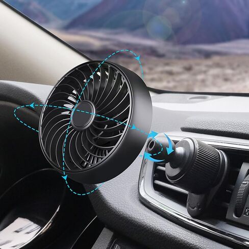 USB Car Fan | 160° Rotation Car Cooling | Desktop Cooling Fan - for Drivers Trucks Sedans SUVs RVs Travelers Travel Camping Bedroom Dormitory Home Office Gym in Kuwait
