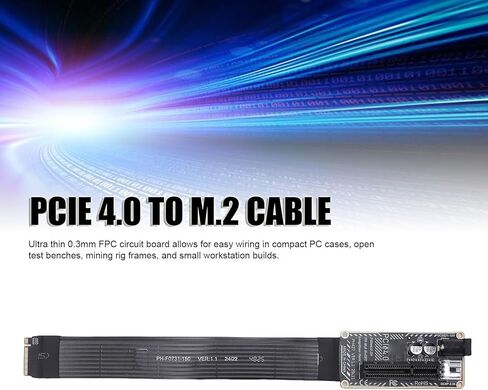 كابل محول Gugxiom PH427 PCIe 4.0 x4 إلى M.2 M موسع عالي السرعة 64 جيجابت في الثانية لوحدة معالجة الرسومات الخارجية NVMe SSD، سلك رفع مرن FPC متوافق مع 2230 2242 2260 2280 in Kuwait