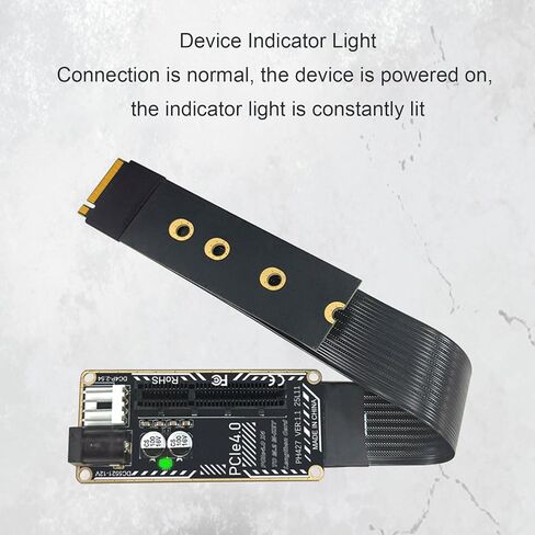 كابل محول Gugxiom PH427 PCIe 4.0 x4 إلى M.2 M موسع عالي السرعة 64 جيجابت في الثانية لوحدة معالجة الرسومات الخارجية NVMe SSD، سلك رفع مرن FPC متوافق مع 2230 2242 2260 2280 in Kuwait