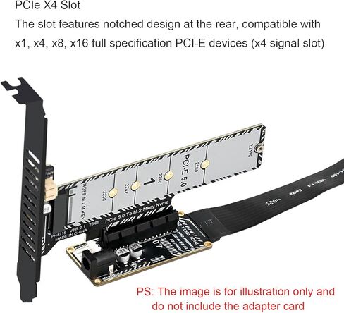 كابل محول Gugxiom PH427 PCIe 4.0 x4 إلى M.2 M موسع عالي السرعة 64 جيجابت في الثانية لوحدة معالجة الرسومات الخارجية NVMe SSD، سلك رفع مرن FPC متوافق مع 2230 2242 2260 2280 in Kuwait
