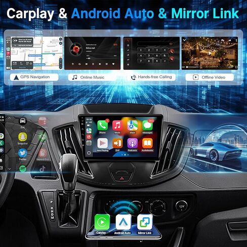 ستيريو سيارة Leadfan لسيارة Ford Transit 2013 2014 2015 2016 2017 2018 2019 مع CarPlay Android Auto، شاشة لمس 9 بوصة لكاميرا احتياطية Transit Bluetooth GPS SWC (لسيارة Ford Transit 2013-2019) in Kuwait
