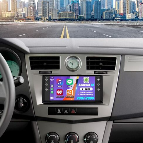 Android 14 Double Din Car Stereo ترقية راديو لكرايسلر سيبرينغ 2007-2009، 2G+32G 7 بوصة شاشة لمس لاسلكية Carplay Android Auto GPS WiFi Bluetooth RDS DSP SWC Mirrorlink Mic كاميرا احتياطية in Kuwait