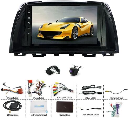 راديو ستيريو للسيارة Android 15 Double Din لسيارة Mazda 6 GL GJ 2012-2017 مع Carplay لاسلكي Android Auto 9 بوصة شاشة لمس لسيارة Mazda 6 GL GJ ستيريو GPS بلوتوث WiFi FM RDS DSP SWC in Kuwait
