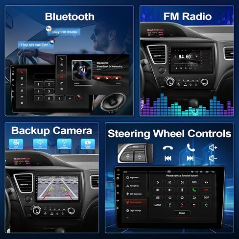 راديو سيارة Leadfan Android لسيارة Honda Civic 2013 2014 2015 2016 2017 متوافق مع JBL Wireless CarPlay Android Auto، شاشة لمس IPS مقاس 9 بوصة مع بلوتوث WiFi GPS Navi SWC MirrorLink كاميرا احتياطية MIC in Kuwait