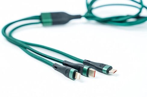 M A D LAB Multi Charging Cable; 100W Fast Charging; 480Mbps Data (Type C); Nylon Braided; 4;3 Ft USB C to USB C; USB C to Micro USB; USB C to Lightning Cable for iPhone; iPad; Android; Laptop; Tablet in Kuwait