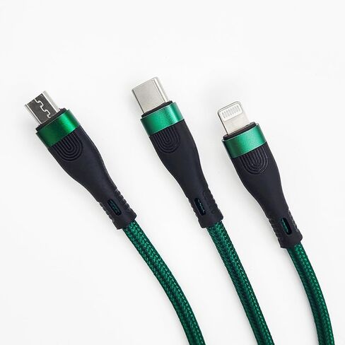 M A D LAB Multi Charging Cable; 100W Fast Charging; 480Mbps Data (Type C); Nylon Braided; 4;3 Ft USB C to USB C; USB C to Micro USB; USB C to Lightning Cable for iPhone; iPad; Android; Laptop; Tablet in Kuwait