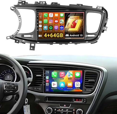راديو 4G+64G 8Core لسيارة Kia Optima K5 2011-2015 Wireless CarPlay Android Auto، 9 بوصة IPS شاشة لمس ستيريو Android 15 5G WiFi 32EQ DSP Android Auto GPS Navi BT FM/RDS SWC+كاميرا احتياطية AHD مجانية in Kuwait