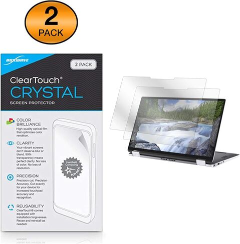 واقي شاشة BoxWave متوافق مع Dell Latitude 7400 2 في 1 - ClearTouch Crystal (عبوتان)، غلاف فيلم عالي الدقة - يحمي من الخدوش لجهاز Dell Latitude 7400 2 في 1 in Kuwait