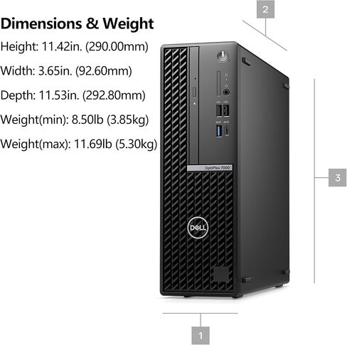 Dell OptiPlex 7000 SFF Small Form Factor Business Desktop Computer, 12th Gen Intel 12-Core i7-12700, 32GB DDR4 RAM, 1TB PCIe SSD, DVDRW, WiFi 6, Bluetooth, Keyboard and Mouse, Windows 11 Pro (Renewed) in Kuwait