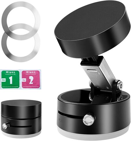 Foldable Magnetic Vacuum Phone Holder, 180° Adjustable Car Mount with Electric Suction, Universal Hands-Free Stand for Car Dashboard Gym Mirror Kitchen in Kuwait