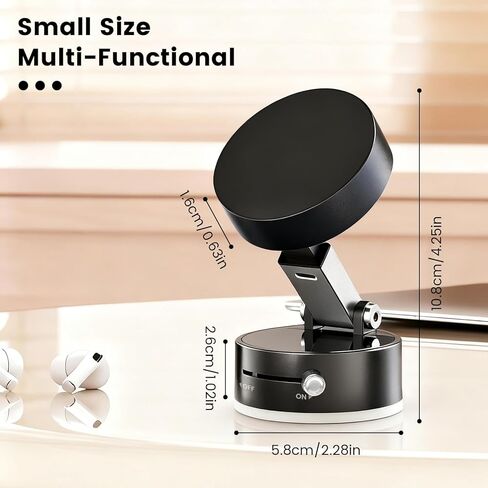 Foldable Magnetic Vacuum Phone Holder, 180° Adjustable Car Mount with Electric Suction, Universal Hands-Free Stand for Car Dashboard Gym Mirror Kitchen in Kuwait