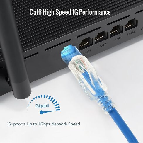 Tecmojo UL Listed Cat6 1ft Ethernet Cable, 26AWG 100% Pure Copper Conductors, Cat6 Network Cable, Snagless RJ45 for Router, Modem, Xbox, Laptop, Servers, 12-Pack, Blue in Kuwait