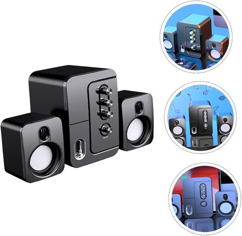 سماعات سطح المكتب للكمبيوتر المحمول من DOITOOL USB، مكبر صوت صوت محيطي ثلاثي الأبعاد مدمج باللون الأسود للاستخدام في المكتب المنزلي in Kuwait
