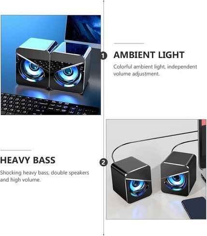 DOITOOL Desktop Computer Speaker USB Wired Surround Sound Speaker for Laptop and Notebook, 5v Dc Powered, Stereo Bass Loudspeaker for Home Office Gaming in Kuwait