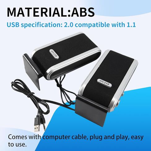 2 Pcs USB Computer Speakers Portable Speaker Stereo 3.5mm with Ear Jack for Desktop PC Laptop in Kuwait