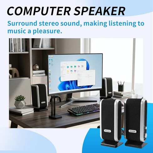 2 Pcs USB Computer Speakers Portable Speaker Stereo 3.5mm with Ear Jack for Desktop PC Laptop in Kuwait