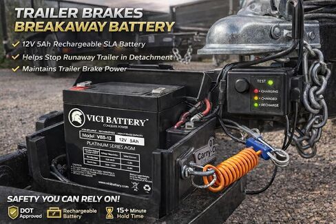Vici Battery VB5-12 - 12V 5AH مجموعة فرامل المقطورة الكهربائية القابلة لإعادة الشحن - 6 عبوات من منتجات العلامة التجارية in Kuwait