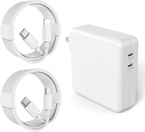 Fancy Buying Mac Book Pro Charger Block - 138W Dual Port 118/20W USB C Charger Compatible with MacBook Pro 13 14 15 16 Inch,MacBook Air, iPad Pro and All USB C Device, Include 2 Cables in Kuwait