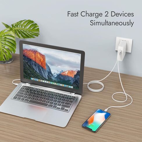 Fancy Buying Mac Book Pro Charger Block - 138W Dual Port 118/20W USB C Charger Compatible with MacBook Pro 13 14 15 16 Inch,MacBook Air, iPad Pro and All USB C Device, Include 2 Cables in Kuwait