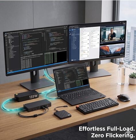 مزود طاقة بطرف رفيع بقدرة 135 وات لجهاز Lenovo ThinkPad Dock - محول تحميل كامل بدون جهد لمحطات الإرساء Thunderbolt 3/4 وUSB-C in Kuwait