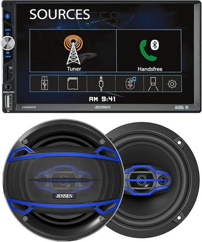 JENSEN CMR270 7 بوصة LED شاشة لمس الوسائط الرقمية مزدوجة DIN راديو ستيريو للسيارة وJS6504 6.5 بوصة مكبرات صوت للسيارة in Kuwait