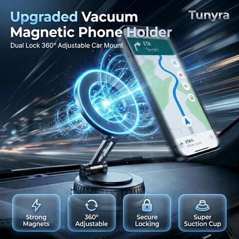 Magnetic Phone Holder for Car, [20X Strong Magnet] Upgraded Metal Hook Clip, MagSafe Car Mount for iPhone 16 15 14 13 12 Pro Max & All Phones, Stable Hands-Free Air Vent Mount in Kuwait