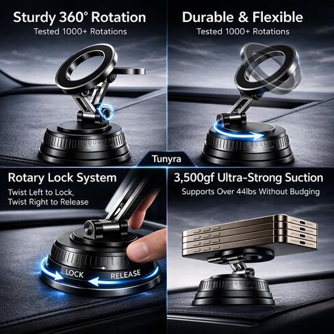 Magnetic Phone Holder for Car, [20X Strong Magnet] Upgraded Metal Hook Clip, MagSafe Car Mount for iPhone 16 15 14 13 12 Pro Max & All Phones, Stable Hands-Free Air Vent Mount in Kuwait