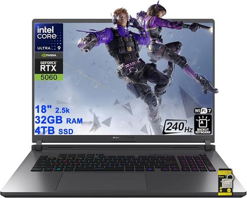 ASUS ROG Strix G18 G815 Gaming AI Laptop 18" 2560x1600 240Hz 100% DCI-P3 Intel 24-core Ultra 9 275HX 32GB DDR5 2TB SSD GeForce RTX 5060 (Up to 572 AI Tops) 4-Zone RGB Backlit WiFi7 Win11Pro ICP Hub in Saudi Arabia