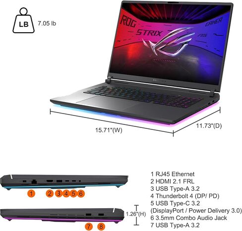 ASUS ROG Strix G18 G815 Gaming AI Laptop 18" 2560x1600 240Hz 100% DCI-P3 Intel 24-core Ultra 9 275HX 32GB DDR5 2TB SSD GeForce RTX 5060 (Up to 572 AI Tops) 4-Zone RGB Backlit WiFi7 Win11Pro ICP Hub in Saudi Arabia