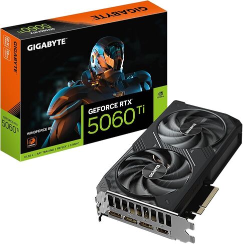 بطاقة رسومات جيجابايت GeForce RTX 5060 Ti WINDFORCE 8G - 8 جيجابايت GDDR7، 128 بت، PCI-E 5.0، ساعة أساسية 2572 ميجاهرتز، 3 × DisplayPort، 1 × HDMI، GV-N506TWF2-8GD in Saudi Arabia