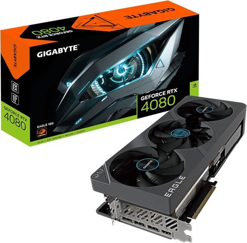 Gigabyte GeForce RTX 4080 Eagle OC 16G Graphics Card, 3X WINDFORCE Fans, 16GB 256-bit GDDR6X, GV-N4080EAGLE OC-16GD Video Card in Kuwait