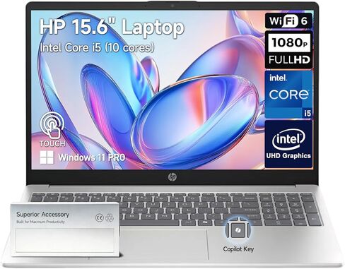 HP 2026 15 Inch Touchscreen Laptop Computer, 15.6 FHD IPS Touch Screen Students&Business Laptop, 13th Gen Intel Core i5 (Beat i7-1255U),32GB RAM 1TB SSD Windows 11 Pro,Copilot Key,10-Key Number Pad in Kuwait
