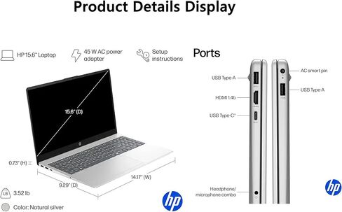 كمبيوتر محمول HP 15.6 بوصة FHD 300 Nits Touch | الجيل الثالث عشر Intel Core i5-1334U 10-Core | ذاكرة الوصول العشوائي 16 جيجابايت وسعة 512 جيجابايت SSD | عمر بطارية طويل | كاميرا الخصوصية | Wi-Fi 6 | Copilot AI | Windows 11 | للأعمال والطلاب | حزمة RK in Kuwait