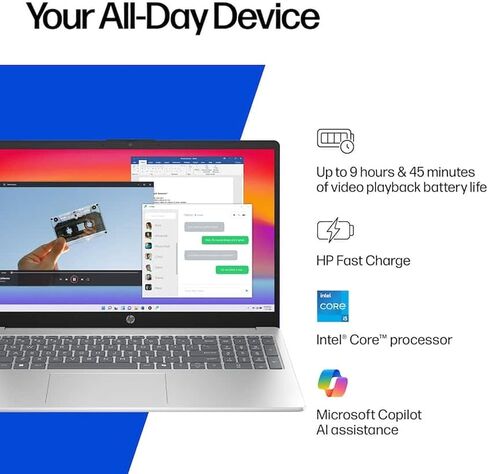 كمبيوتر محمول HP 15.6 بوصة FHD 300 Nits Touch | الجيل الثالث عشر Intel Core i5-1334U 10-Core | ذاكرة الوصول العشوائي 16 جيجابايت وسعة 512 جيجابايت SSD | عمر بطارية طويل | كاميرا الخصوصية | Wi-Fi 6 | Copilot AI | Windows 11 | للأعمال والطلاب | حزمة RK in Kuwait