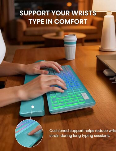 مجموعة لوحة مفاتيح وماوس لاسلكية، إضاءة خلفية RGB، حروف قابلة لإعادة الشحن والإضاءة، حجم كامل، كتابة ناعمة، وضع السكون، مجموعة لوحة مفاتيح هادئة 2.4 جيجا هرتز لأجهزة Mac، Windows، الكمبيوتر المحمول، الكمبيوتر الشخصي، Trueque KM42Pro in Kuwait