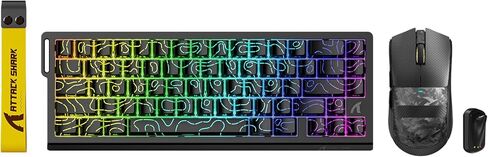 مجموعة ألعاب X68 HE وX11 ULTRA Pro: لوحة مفاتيح ذات محور مغناطيسي بسرعة 8000 هرتز وماوس لاسلكي ثلاثي الأوضاع من ألياف الكربون 59 جرام، PAW3950MAX 42K DPI، Nordic 54L15، لمسات CNC مطلية بالذهب، محيط أسود in Kuwait