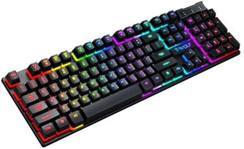 مجموعة لوحة مفاتيح وماوس سلكية للألعاب RGB، ومنفذ USB، وتصميم مفتاح عائم مع إضاءة خلفية بألوان قوس قزح in Kuwait