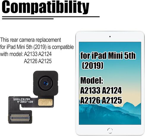 لجهاز iPad mini 5 (الجيل الخامس، 7.9 بوصة) استبدال الكاميرا الخلفية 8 ميجابكسل استبدال الكاميرا الخلفية لجهاز iPad mini 5 2019 متوافق مع A2133 A2124 A2126 A2125 in Kuwait