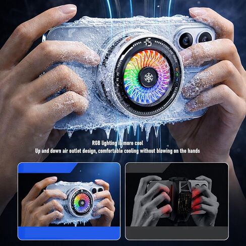مبرد الهاتف الخلوي المغناطيسي للألعاب، مروحة تبريد الهاتف مع ضوء RGB، مشبك مشعاع الهاتف المحمول المحمول على علبة التبريد لمكالمات الفيديو، البث المباشر، مدونة الفيديو in Kuwait