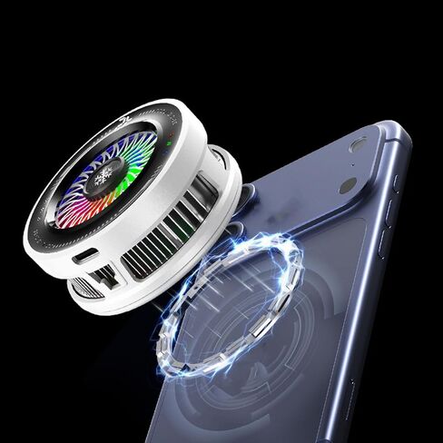 مبرد الهاتف الخلوي المغناطيسي للألعاب، مروحة تبريد الهاتف مع ضوء RGB، مشبك مشعاع الهاتف المحمول المحمول على علبة التبريد لمكالمات الفيديو، البث المباشر، مدونة الفيديو in Kuwait