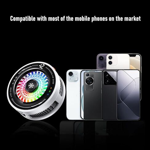 مبرد الهاتف الخلوي المغناطيسي للألعاب، مروحة تبريد الهاتف مع ضوء RGB، مشبك مشعاع الهاتف المحمول المحمول على علبة التبريد لمكالمات الفيديو، البث المباشر، مدونة الفيديو in Kuwait