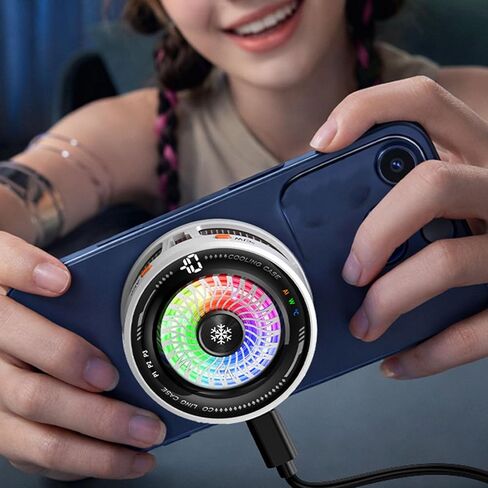 مبرد الهاتف الخلوي المغناطيسي للألعاب، مروحة تبريد الهاتف مع ضوء RGB، مشبك مشعاع الهاتف المحمول المحمول على علبة التبريد لمكالمات الفيديو، البث المباشر، مدونة الفيديو in Kuwait