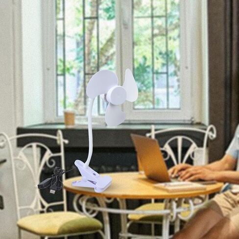 360 Rotating Clip on Fan 5.5inch Variable Speed Controls Flexible Neck for Computer Desk Setups Portable USB Clamp with Speed Controls in Kuwait