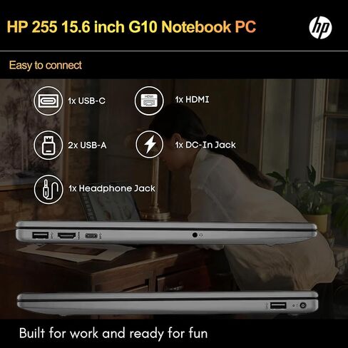 HP 255 الرفيق المثالي للكمبيوتر المحمول | شاشة عالية الدقة مقاس 15.6 بوصة | ذاكرة وصول عشوائي (RAM) سعة 16 جيجابايت | معالج AMD Ryzen 3 المدعوم بالذكاء الاصطناعي | HDMI | النوع C | SSD سعة 1 تيرابايت | عمر بطارية ممتد | Windows 11 Home | طاقة بأسعار معقول in Kuwait
