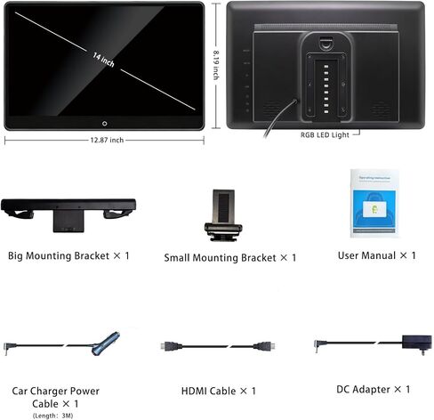 14 inch 4K Android Car TV Headrest Monitor for Cars Back seat Rear Entertainment System, Support Wireless Phone Link Touch Screen,with WiFi/Bluetooth/HDMI/USB/Video Player 4G+64G 8core (1PCs) in Kuwait