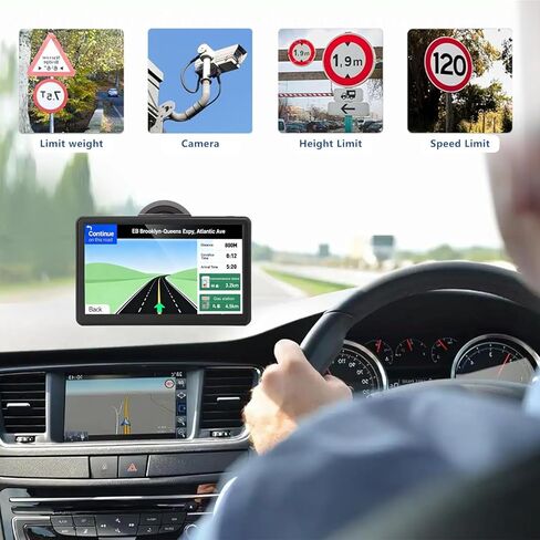Car GPS Navigation, 7 inch Touch Screen with 2026 Map, Voice Turn Direction Guidance, Support Speed and Red Light Warning, Pre-Installed North America Lifetime Map Free Update in Kuwait