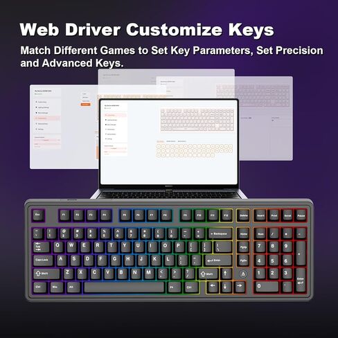 Ajazz AK980MAX لوحة مفاتيح ميكانيكية ذات محور مغناطيسي سلكي، لوحة مفاتيح مخصصة قابلة للتبديل بنسبة 98% مع إضاءة خلفية RGB، مفاتيح مشحمة مسبقًا، أغطية مفاتيح ABS، مناسبة لـ MAC/Win/Visa/PC in Kuwait